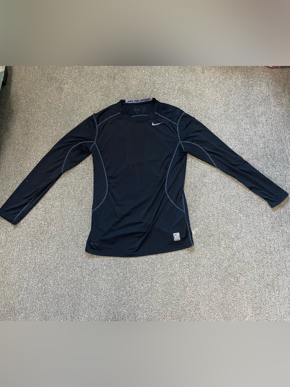 Nike Pro Combat Fitted Black Men’s Long-Sleeve Athletic Shirt